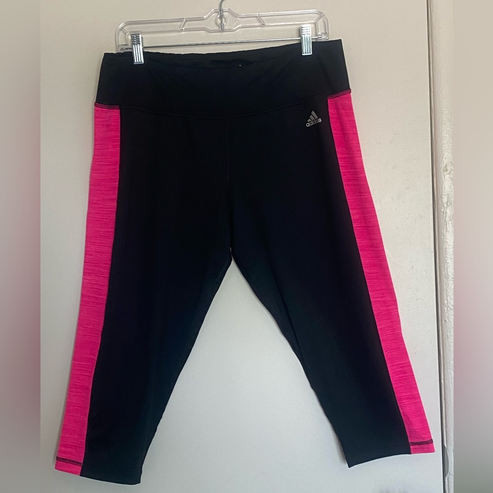 Adidas women Leggings Black‎ with Pink Stripes size xl